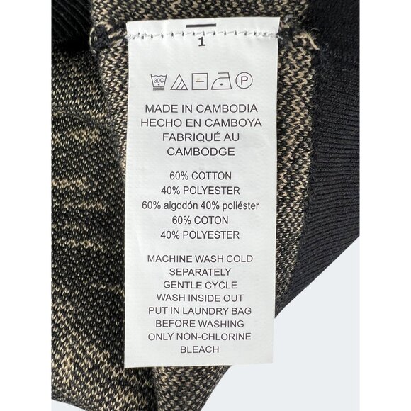 Michael Michael Kors Black Gold Palm Print Short Sleeve Knit Sweater Top Medium - Picture 8 of 12